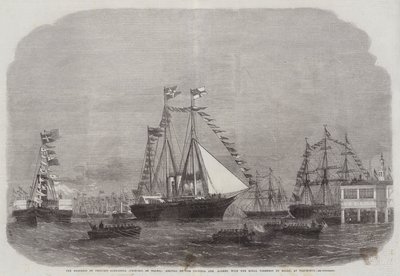 The Progress of Princess Alexandra, Arrival of the Victoria and Albert, with Her Royal Highness on Board, at Gravesend by Edwin Weedon